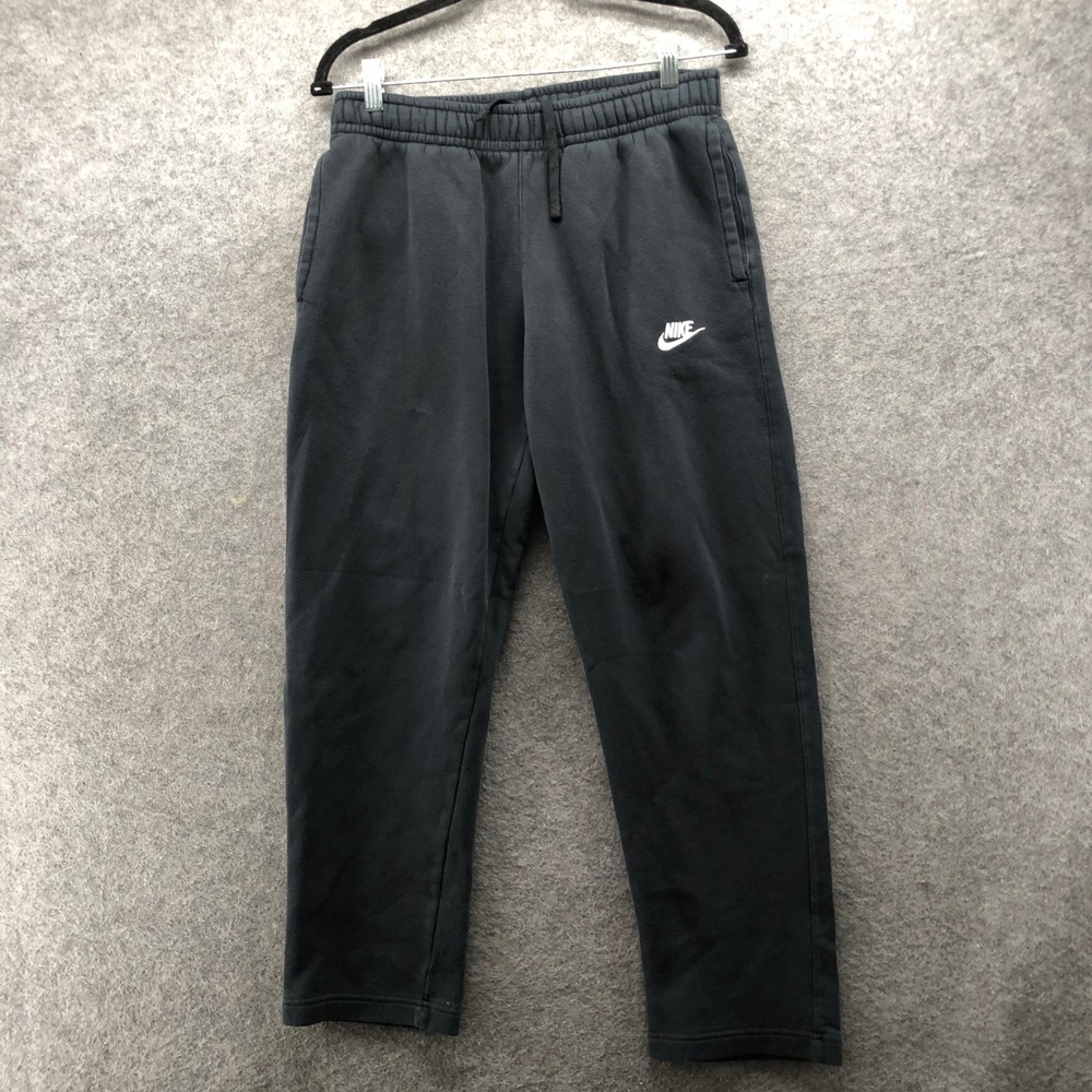 Nike Black Club Fleece Straight Leg Open Hem Sweatpants Mens Size M BV2707-010